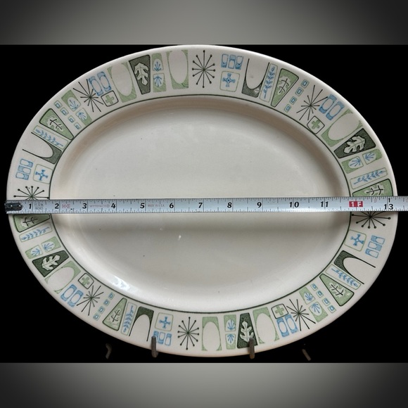 Vintage Atomic MCM Taylorstone Cathay Age Oval Serving Platter, Geometric Dish - Picture 2 of 8